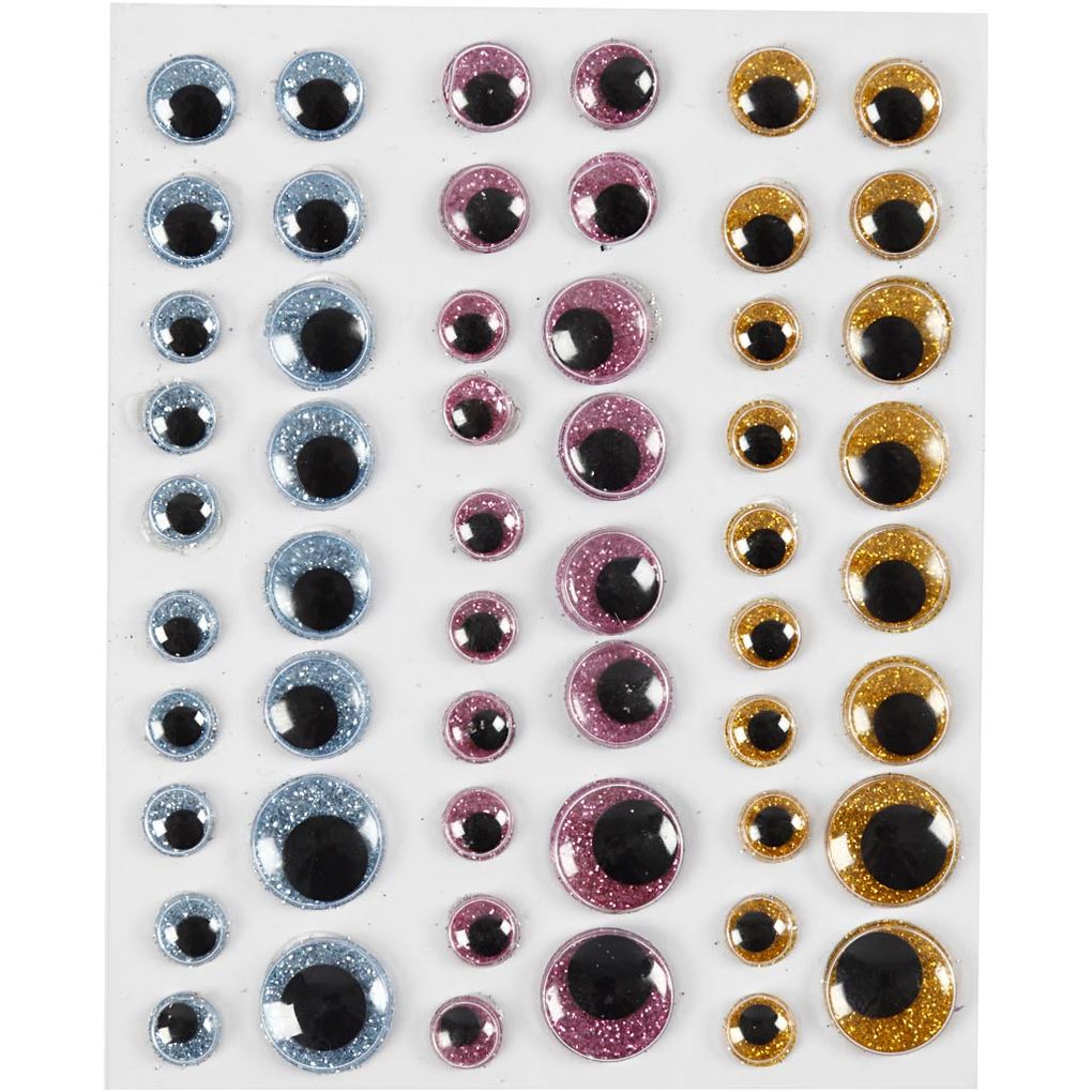 Creativ Company Wackelaugen D 8+10+12+15 mm Hellblau Gold Rosa 54 Stk