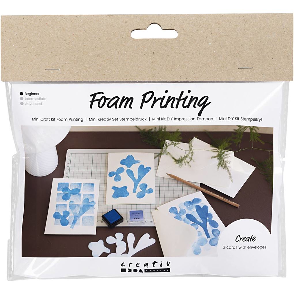 Creativ Company Mini Kreativ Set Stempeldruck Karte mit Design Weiß Creme