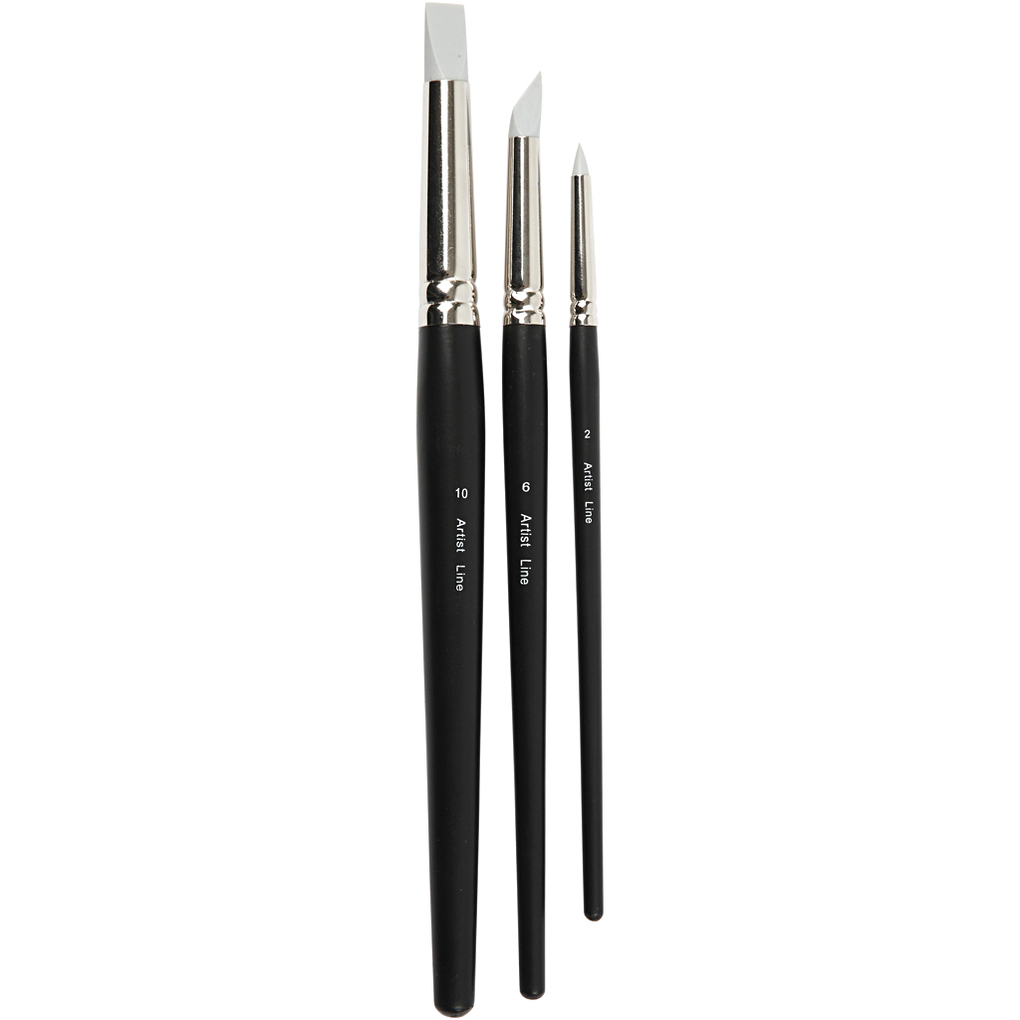 Creativ Company Artist Line Pinsel L 19-25 cm B 6+10+15 mm Flach rund 3 Stk