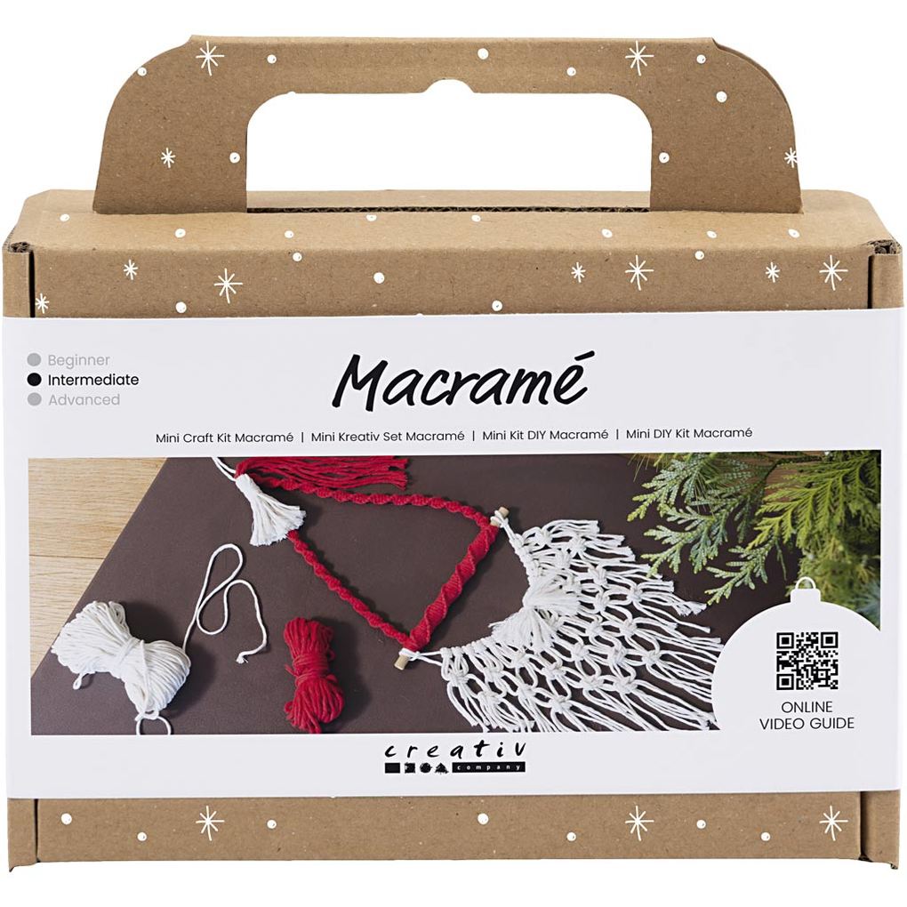 Creativ Company Mini Kreativ Set Macramé Makramee Weihnachtsmann Weihnachtsrot Naturweiß