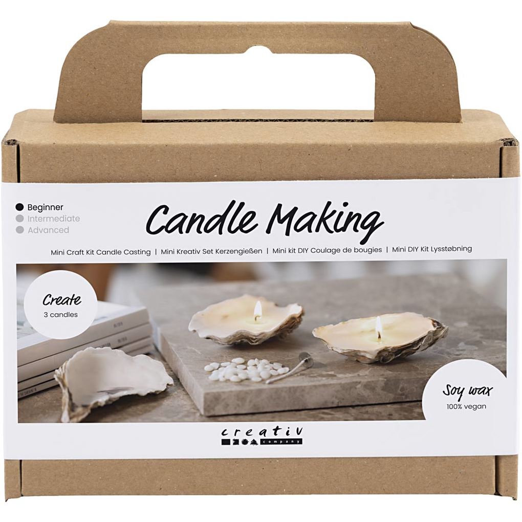 Creativ Company Mini Kreativ Set Kerzengießen Sojawachskerzen in Austernschalen Creme