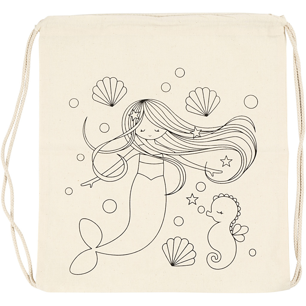 Creativ Company Kordelzug-Beutel Meerjungfrau Größe 37x41 cm 110 g Hellnatur 1 Stk