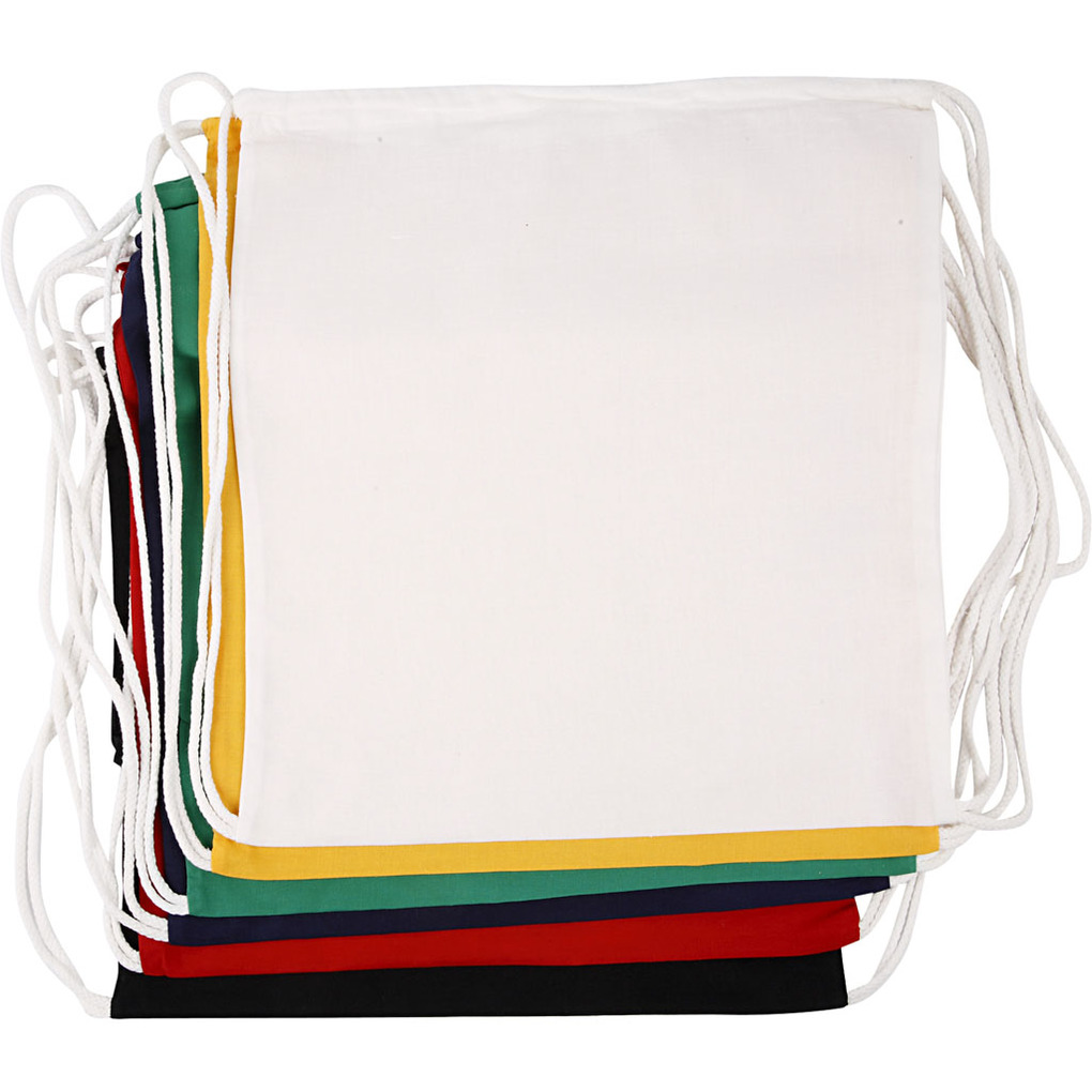 Creativ Company Kordelzug-Beutel Größe 37x41 cm 135 g Sortierte Farben 6 Stk