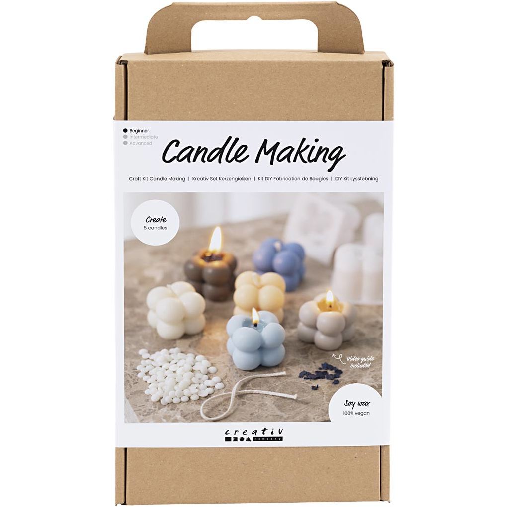 Creativ Company Kreativ Set Kerzengießen Blasenkerze aus Sojawachs Beige Hellblau Creme