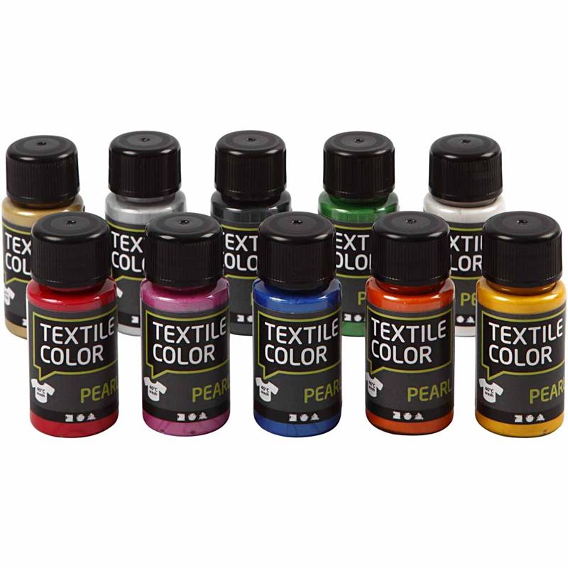 Creativ Company Textilfarbe Perlmutt Sortierte Farben 10x50 ml