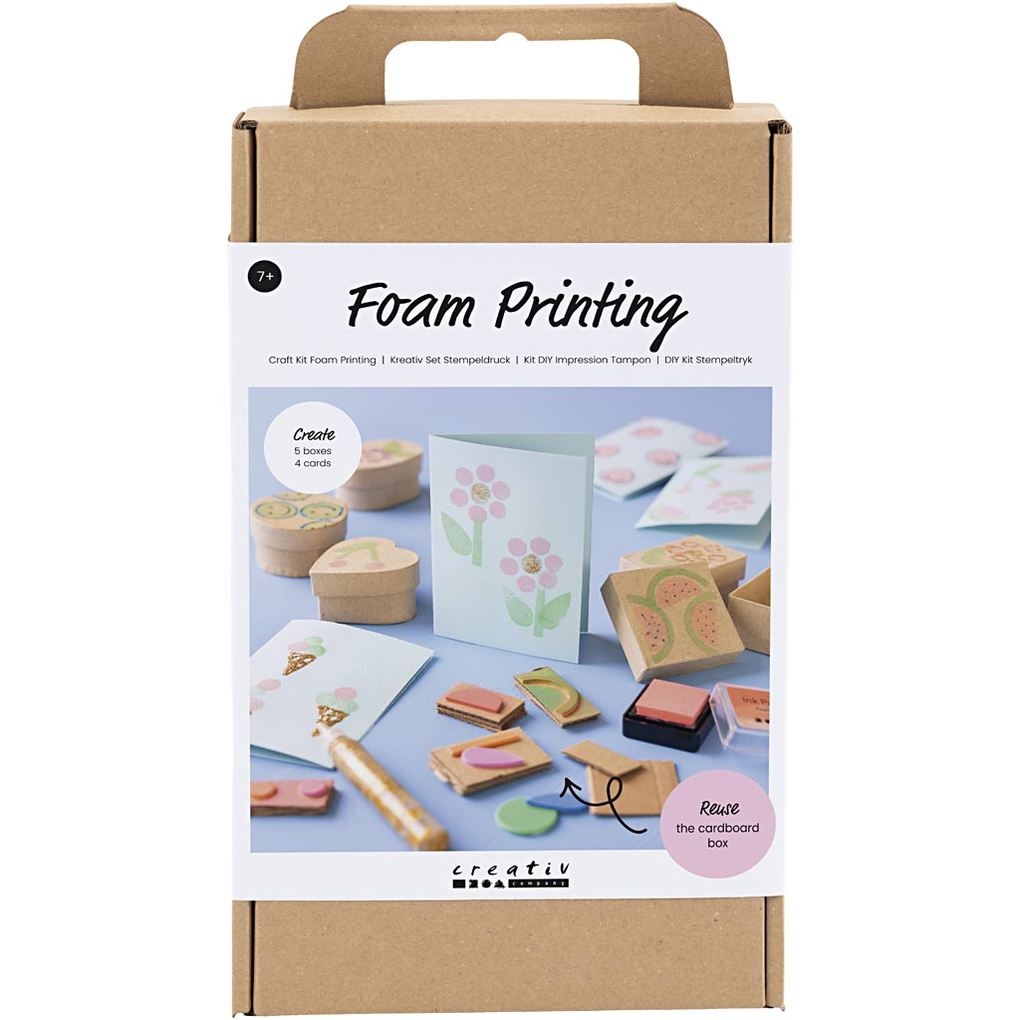 Creativ Company Kreativ Set Stempeldruck Dekorierte Schachteln Karten Beige Mittelgrün Mint Rot transparent