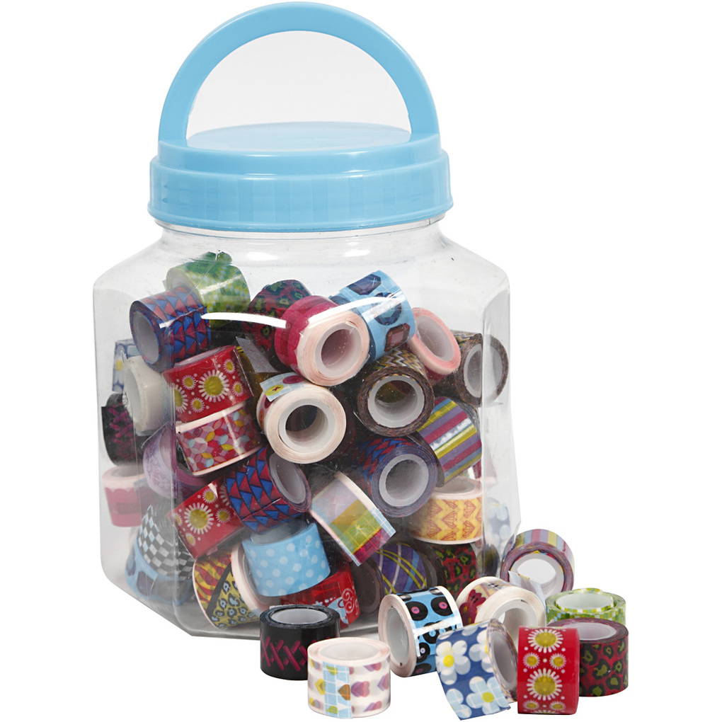 Creativ Company Gemustertes Band - Sortiment B 12 mm Sortierte Farben 90x2 m 1 Dose