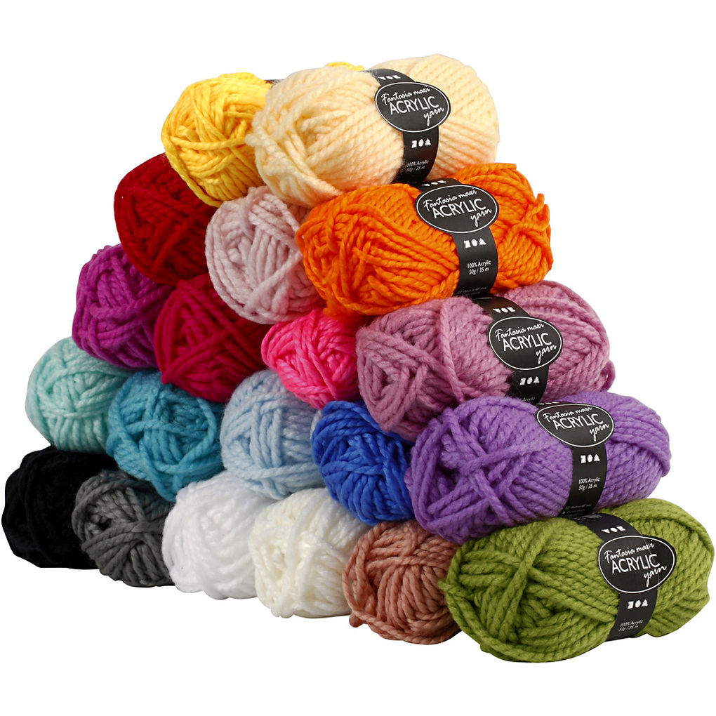 Creativ Company Fantasia Polyacryl-Wolle L 35 m Maxi Sortierte Farben 20x50g 20 Knäuel