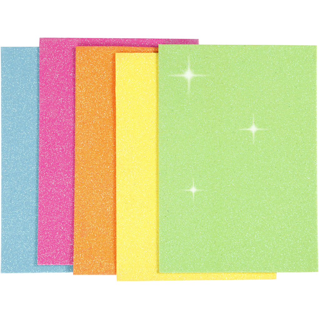 Creativ Company Moosgummi-Blätter A5 150x210 mm Dicke 2 mm Sortierte Farben 5 Blatt