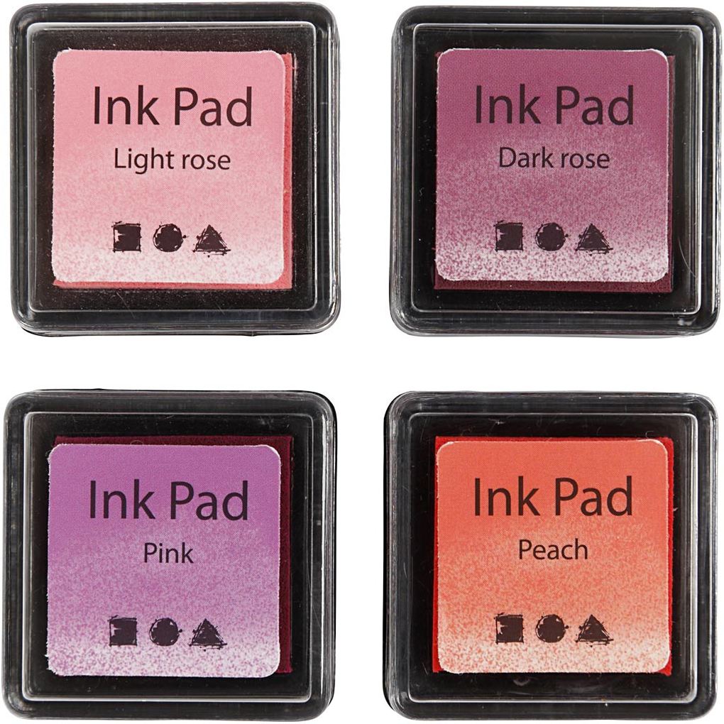 Creativ Company Stempelkissen H 2 cm Größe 35x35 cm Pfirsich Pink Hellrosa Dunkelrosa 4 Stk