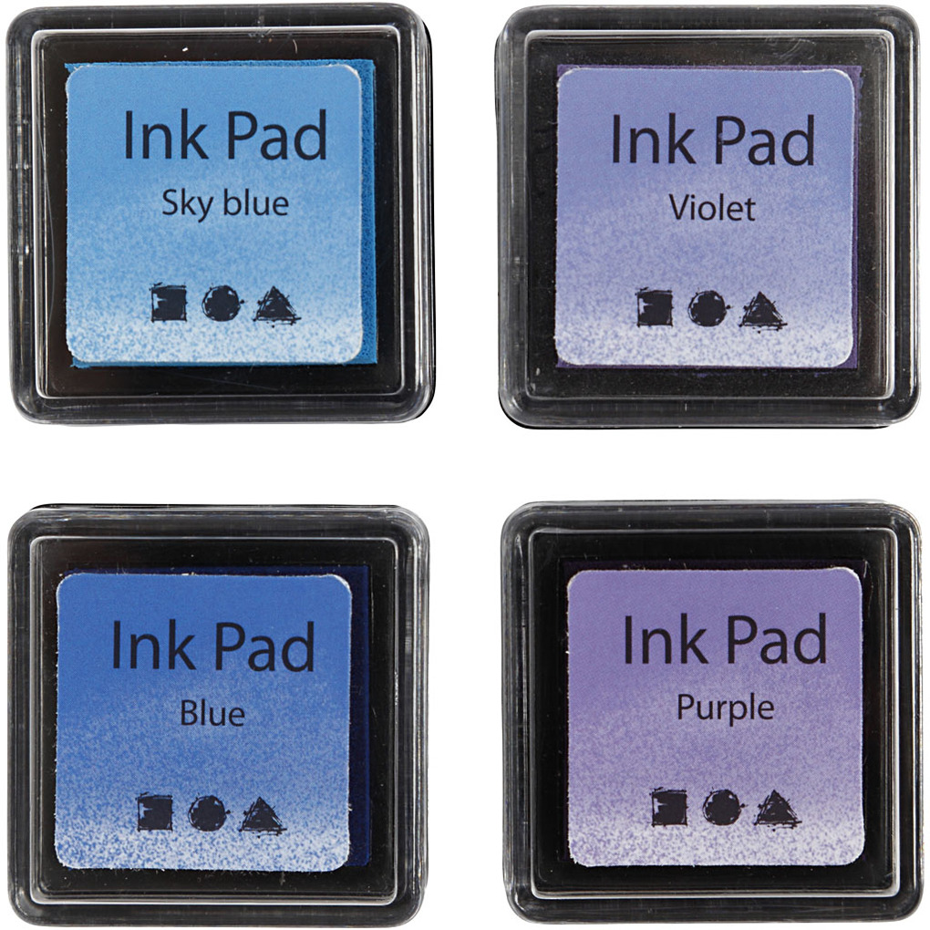 Creativ Company Stempelkissen H 2 cm Größe 35x35 cm Blau Himmelblau Flieder Violett 4 Stk