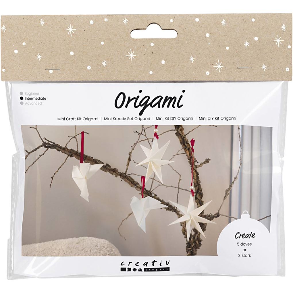 Creativ Company Mini Kreativ Set Origami Tauben/Sterne Dunkelrot Naturweiß