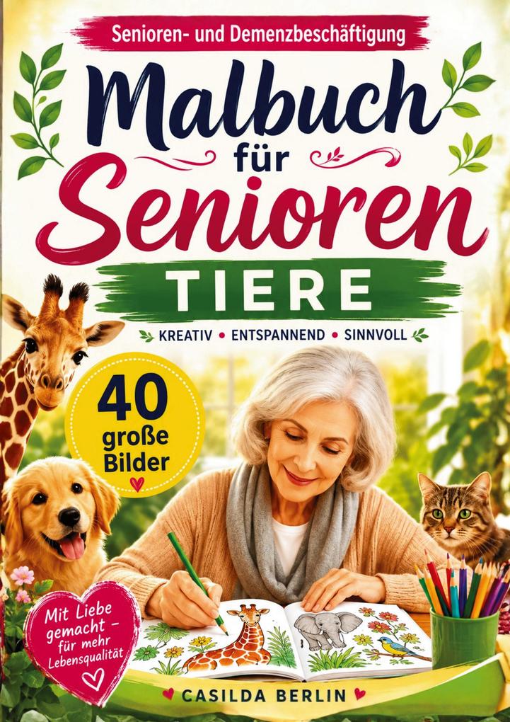 Malbuch für Senioren Tiere - Senioren- und Demenzbeschäftigung