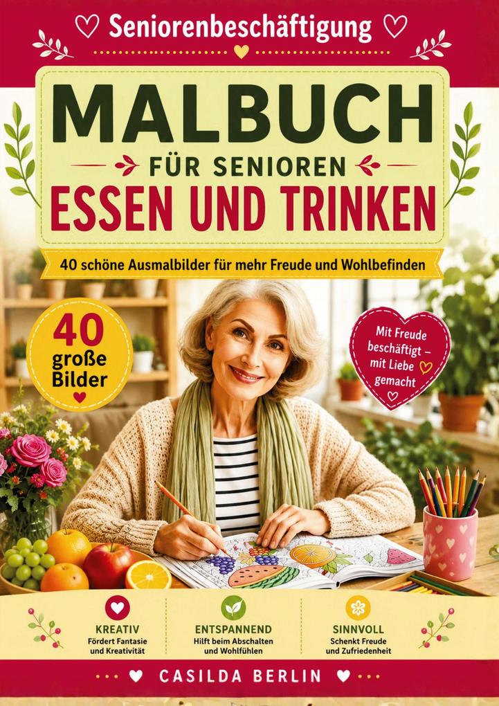 Malbuch für Senioren Essen und Trinken