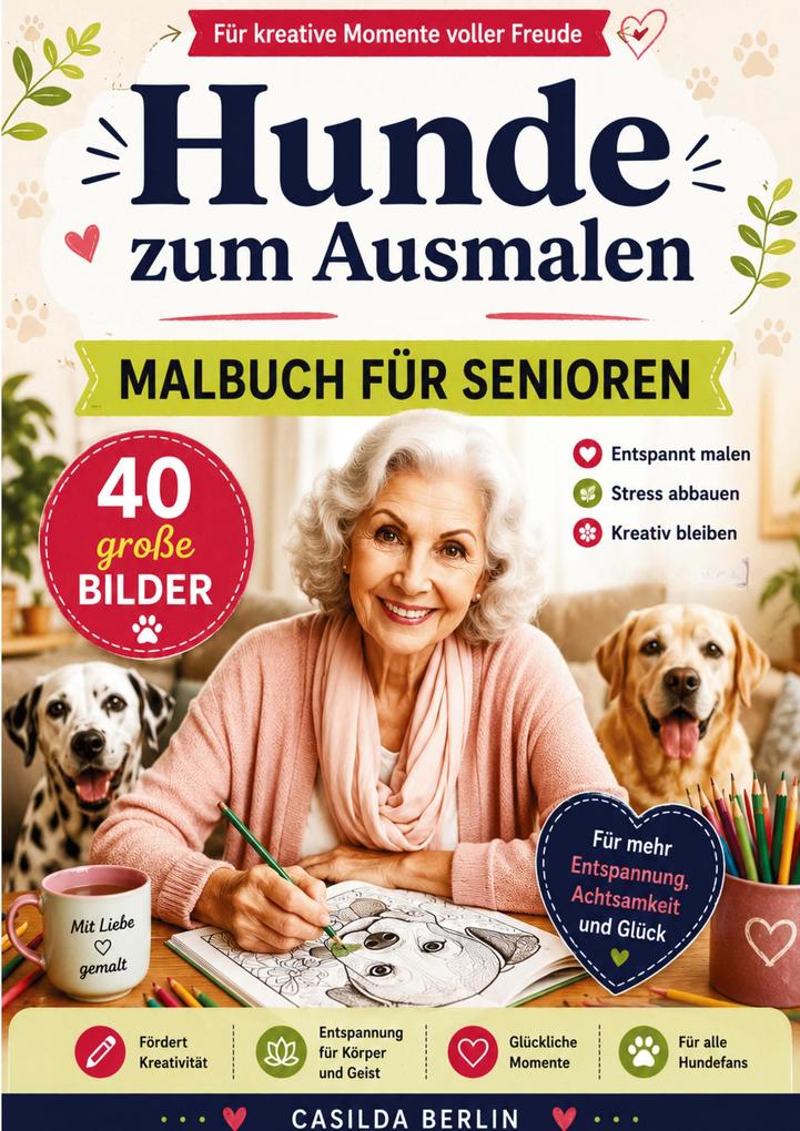 Hunde zum Ausmalen - Malbuch für Senioren