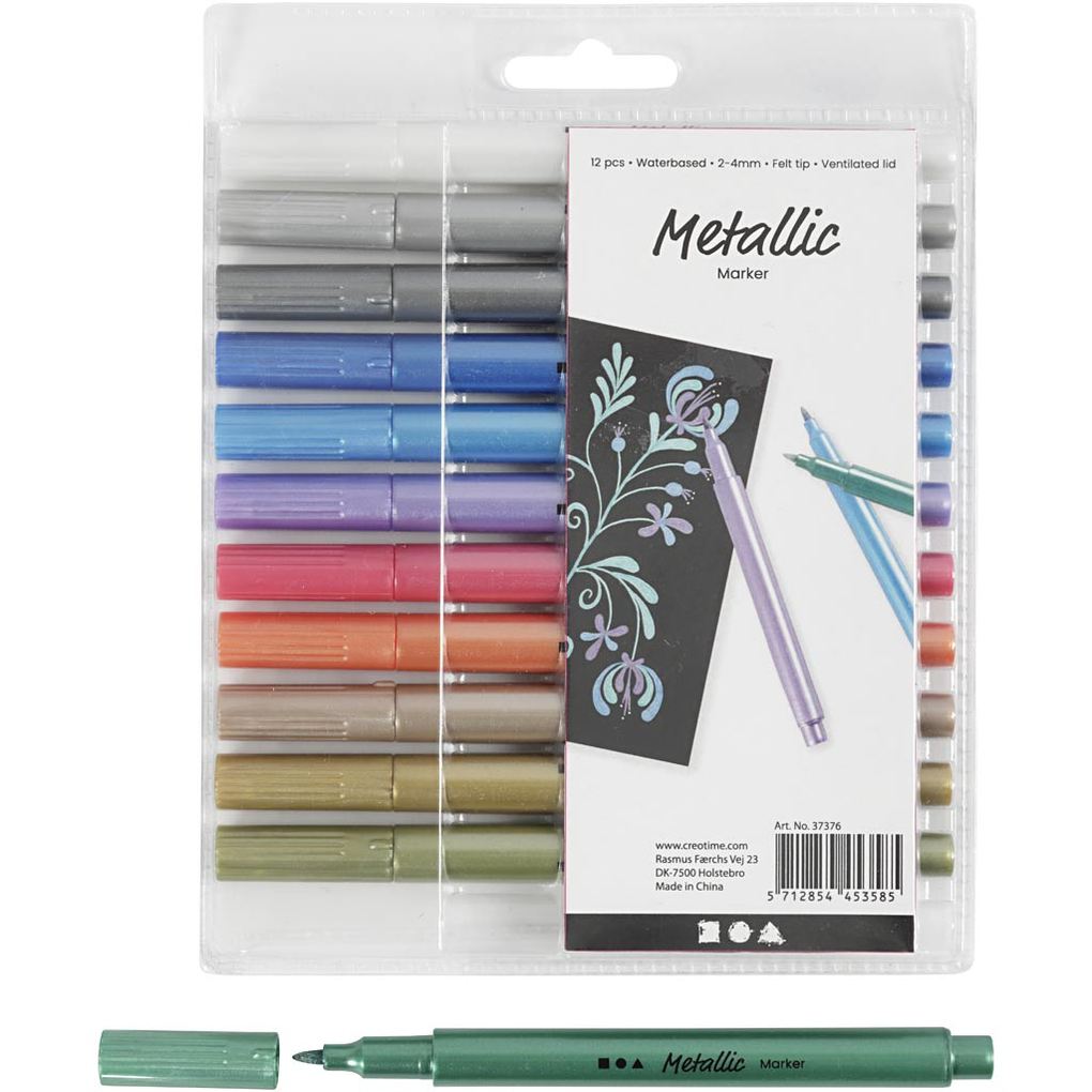 Creativ Company Metallic-Marker Strichstärke 2-4 mm Metallic-Farben 12 Stk