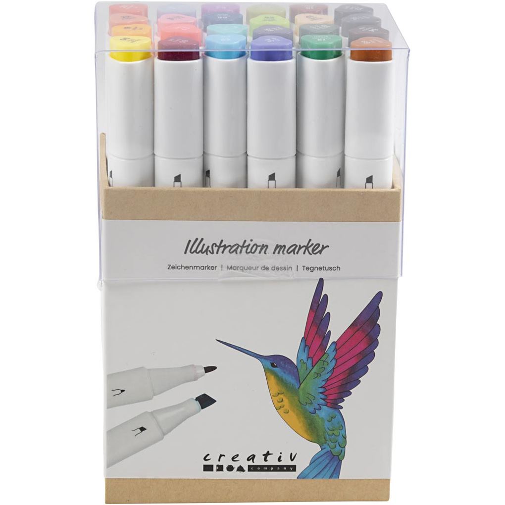Creativ Company Zeichenmarker Strichstärke 1+8 mm Zusätzliche Farben 24 Stk
