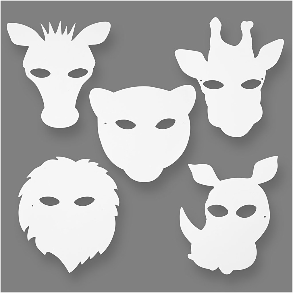 Creativ Company Dschungeltier-Masken H 225-25 cm B 205-225 cm 230 g Weiß 16 Stk