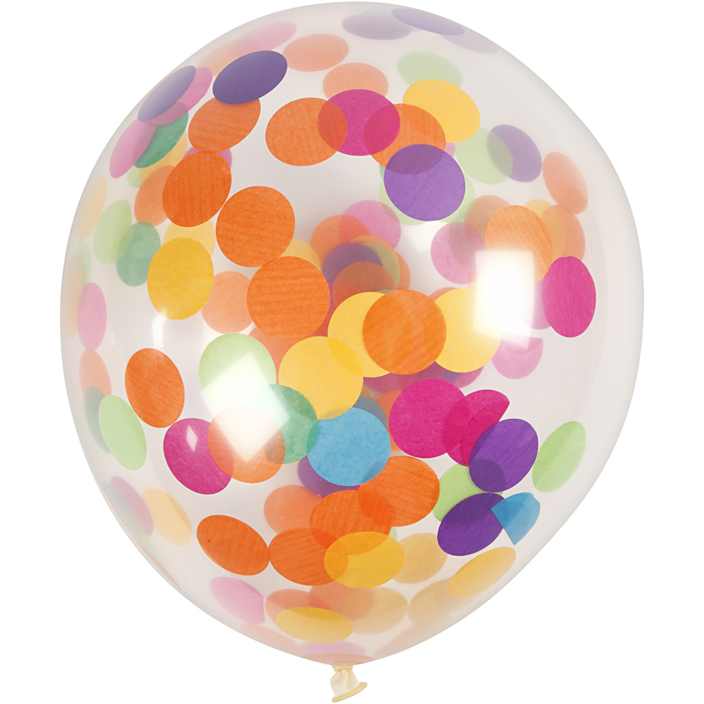 Creativ Company Ballons mit Konfetti rund D 23 cm Transparent 4 Stk