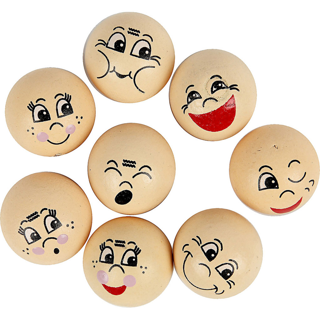 Creativ Company Holzperlen Gesicht D 20 mm hellbeige 16 Stück