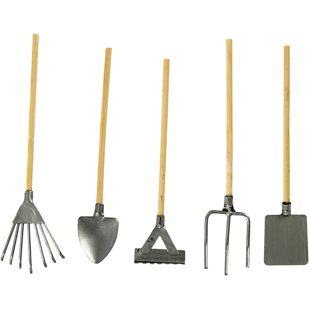 Creativ Company Miniatur-Gartengeräte L 11 cm 5er Set
