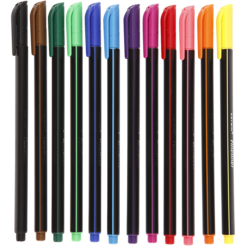 Creativ Company Colortime Fineliner Marker Strichstärke 06-07 mm Sortierte Farben 12 Stk