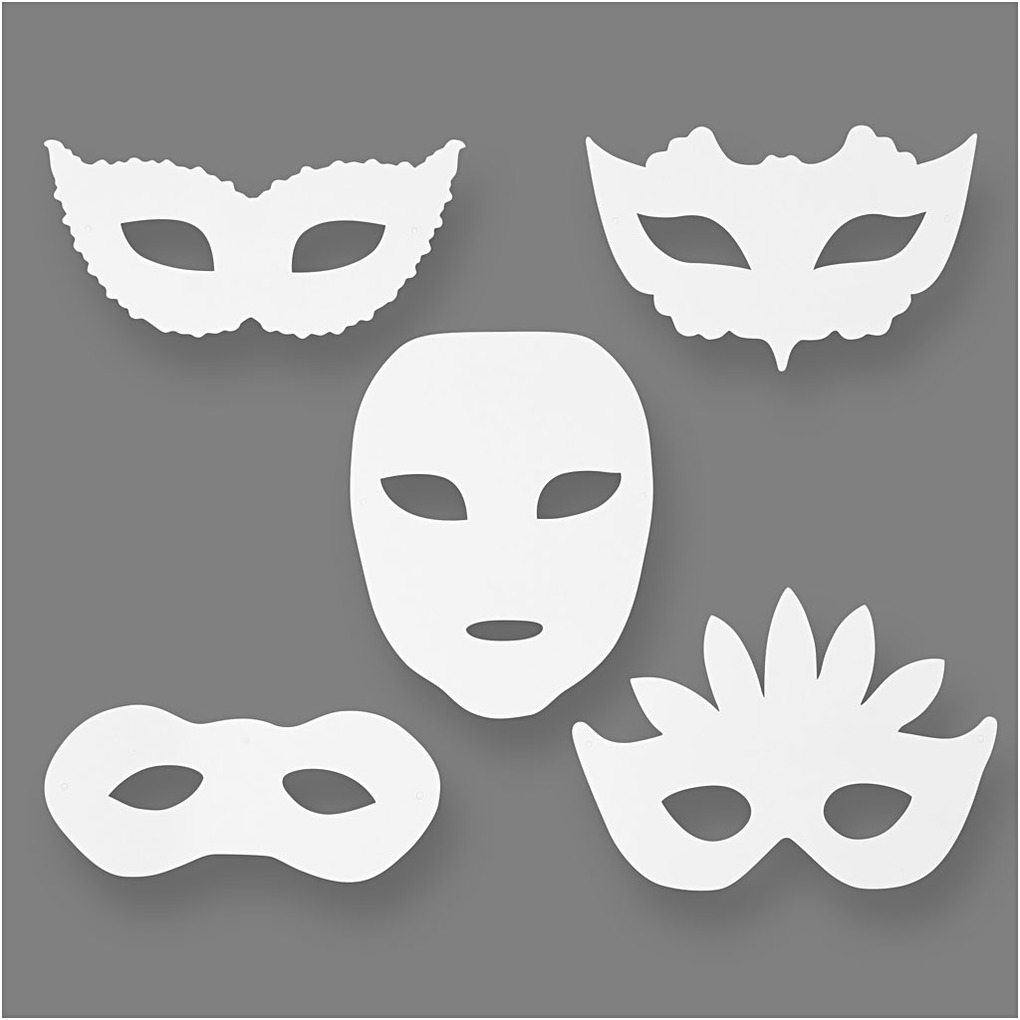 Creativ Company - Karnevals-Masken H 85-19 cm B 15-205 cm 230 g Weiß 5er Set