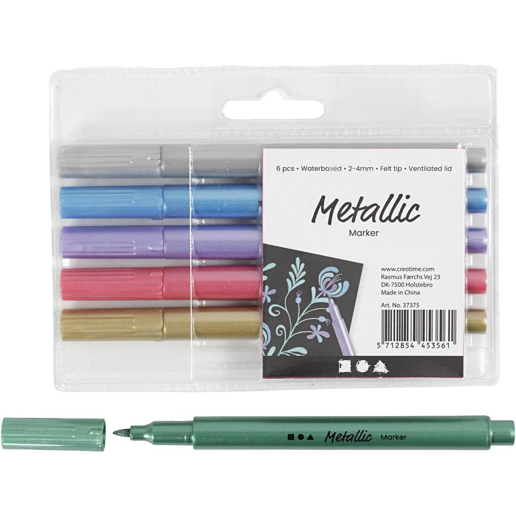 Creativ Company Metallic-Marker Strichstärke 2-4 mm Metallic-Farben 6 Stk