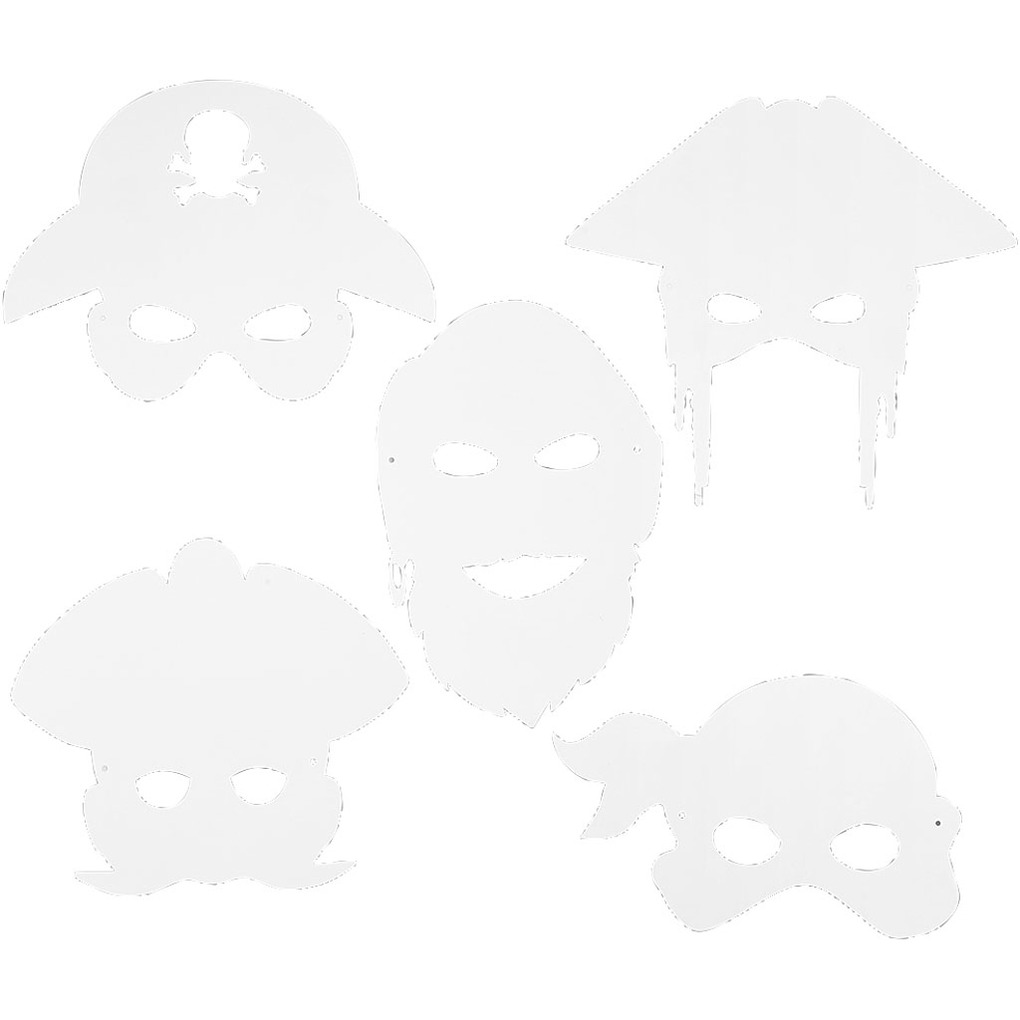 Creativ Company Piraten-Masken H 16-26 cm B 175-265 cm 230 g Weiß 16 Stk