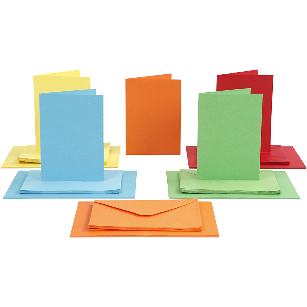 Creativ Company Karten & Kuverts Kartengröße 105x15 cm Umschlaggröße 115x165 cm 110+220 g Sortierte Farben 50 Set