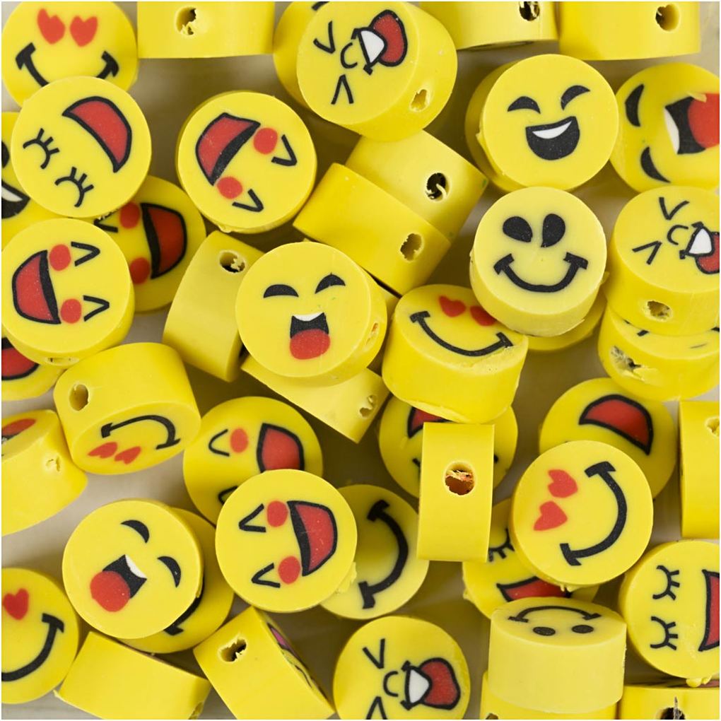 Creativ Company Figurperlen Smiley D 10 mm Lochgröße 15 mm 60 Stk