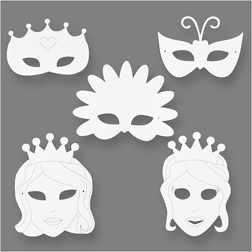 Creativ Company Märchen-Masken H 135-25 cm B 17-25 cm 230 g Weiß 16 Stk