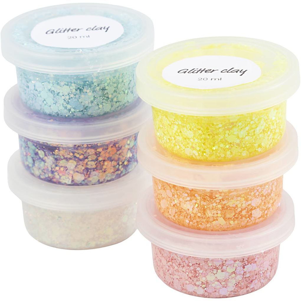 Creativ Company Glitter Clay Pastellfarben 6x20 ml