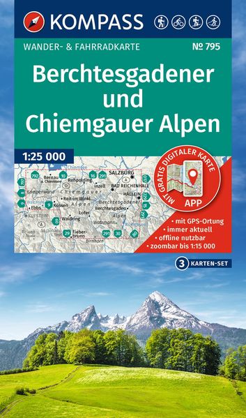 Kompass Karten GmbH Kompass Wanderkarten-Set 795 Berchtesgadener Und Chiemgauer Alpen (3 Karten) 1, 25.000