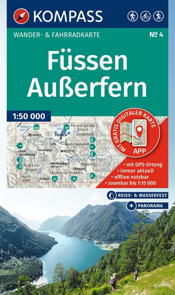 Kompass Karten GmbH Kompass Wanderkarte 4 Füssen Außerfern 1, 50.000