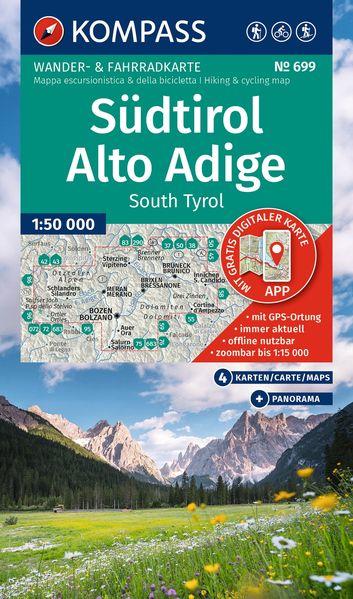 KOMPASS Wanderkarten-Set 699 Südtirol / Alto Adige / South Tyrol (4 Karten) 1:50.000