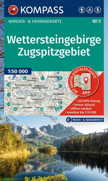 Kompass Karten GmbH Kompass Wanderkarte 5 Wettersteingebirge Zugspitzgebiet 1, 50.000