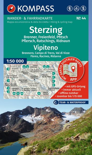 KOMPASS Wanderkarte 44 Sterzing / Vipiteno 1:50.000