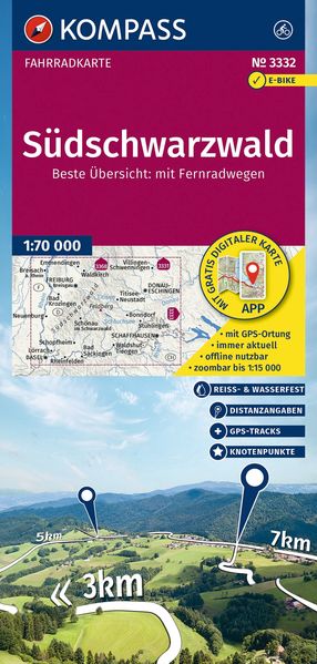 Kompass Karten GmbH Kompass Fahrradkarte 3332 Südschwarzwald Mit Knotenpunkten 1, 70.000
