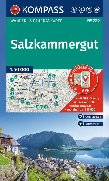KOMPASS Wanderkarten-Set 229 Salzkammergut (2 Karten) 1:50.000