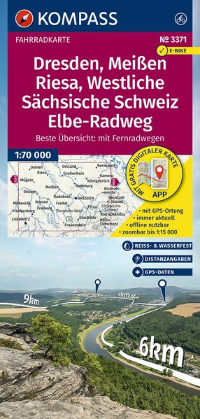 KOMPASS Fahrradkarte 3371 Dresden Meißen Westliche Sächsische Schweiz 1:70.000
