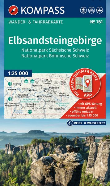 Kompass Karten GmbH Kompass Wanderkarte 761 Elbsandsteingebirge Nationalpark Sächsische Schweiz Nationalpark Böhmische Schweiz 1, 25.000