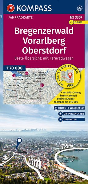 KOMPASS Fahrradkarte 3357 Bregenzerwald Vorarlberg Oberstdorf 1:70.000