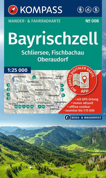 KOMPASS Wanderkarte 008 Bayrischzell Schliersee Fischbachau Oberaudorf 1:25.000