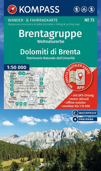 KOMPASS Wanderkarte 73 Brentagruppe Weltnaturerbe / Dolomiti di Brenta 1:50.000
