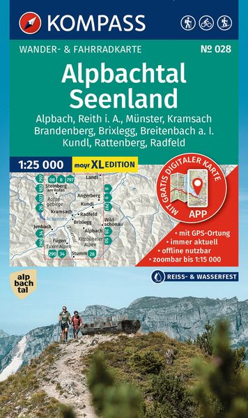 KOMPASS Wanderkarte 028 Alpbachtal Seenland 1:25.000