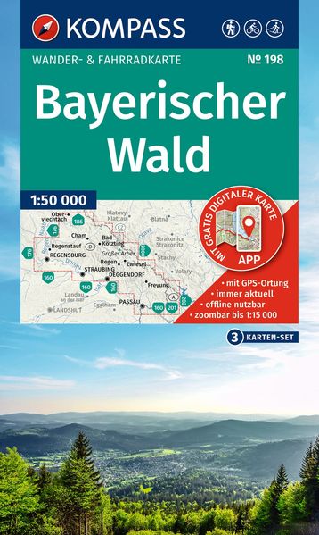 Kompass Karten GmbH Kompass Wanderkarten-Set 198 Bayerischer Wald (3 Karten) 1, 50.000