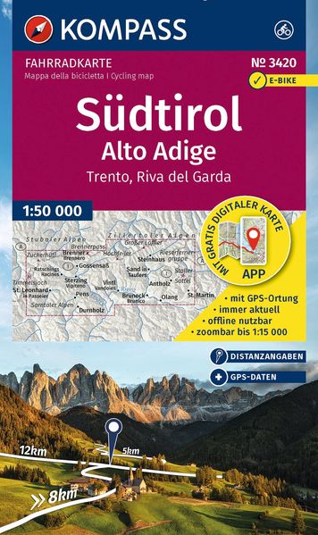 Kompass Karten GmbH Kompass Fahrradkarte 3420 Südtirol / Alto Adige Trento Riva Del Garda (4 Karten Im Set) 1, 50.000
