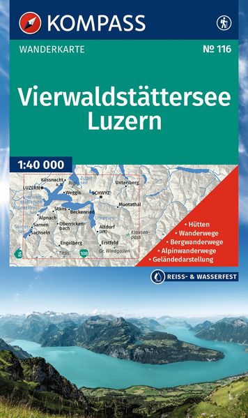 KOMPASS Wanderkarte 116 Vierwaldstättersee Luzern 1:40.000
