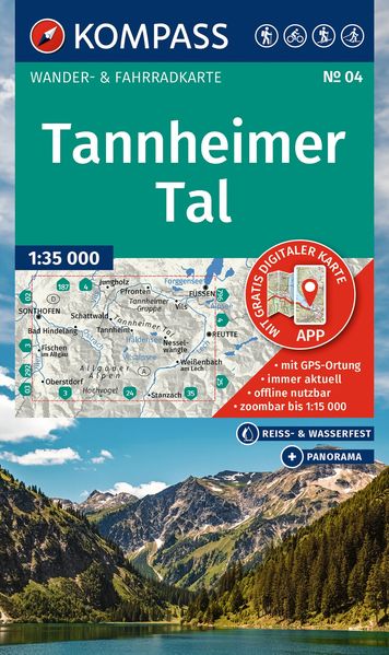 Kompass Karten GmbH Kompass Wanderkarte 04 Tannheimer Tal 1, 35.000